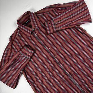 Riscatto Striped Long Sleeve Red Button Down Dress Shirt Mens XXL